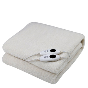 Royal Comfort Fleece Top Electric Blanket Fitted Heated Winter Underlay - Queen - White Deals499