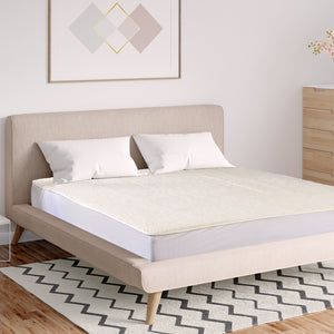 Royal Comfort Fleece Top Electric Blanket Fitted Heated Winter Underlay - Queen - White Deals499