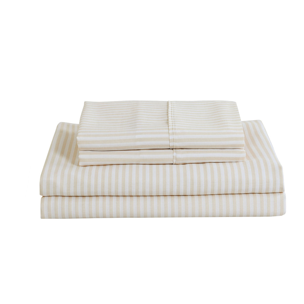 Royal Comfort Striped Flax Linen Blend Quilt Cover Set Soft Touch Bedding - King - Beige from Deals499 at Deals499