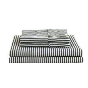 Royal Comfort Striped Flax Linen Blend Quilt Cover Set Soft Touch Bedding - King - Charcoal from Deals499 at Deals499