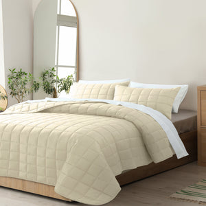 Royal Comfort Coverlet Set Bedspread Soft Touch Easy Care Breathable 3 Piece Set - Queen - Beige from Deals499 at Deals499
