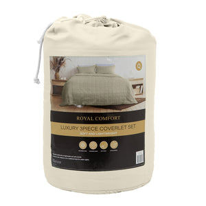 Royal Comfort Coverlet Set Bedspread Soft Touch Easy Care Breathable 3 Piece Set - Queen - Beige from Deals499 at Deals499