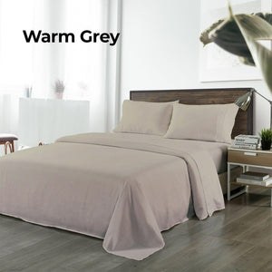 Royal Comfort Bamboo Blended Sheet & Pillowcases Set 1000TC Ultra Soft Bedding Double Warm Grey Deals499