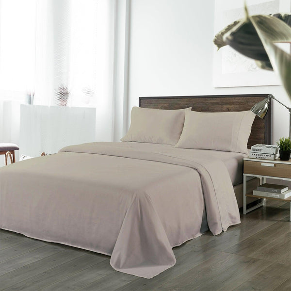 Royal Comfort Bamboo Blended Sheet & Pillowcases Set 1000TC Ultra Soft Bedding King Warm Grey Deals499