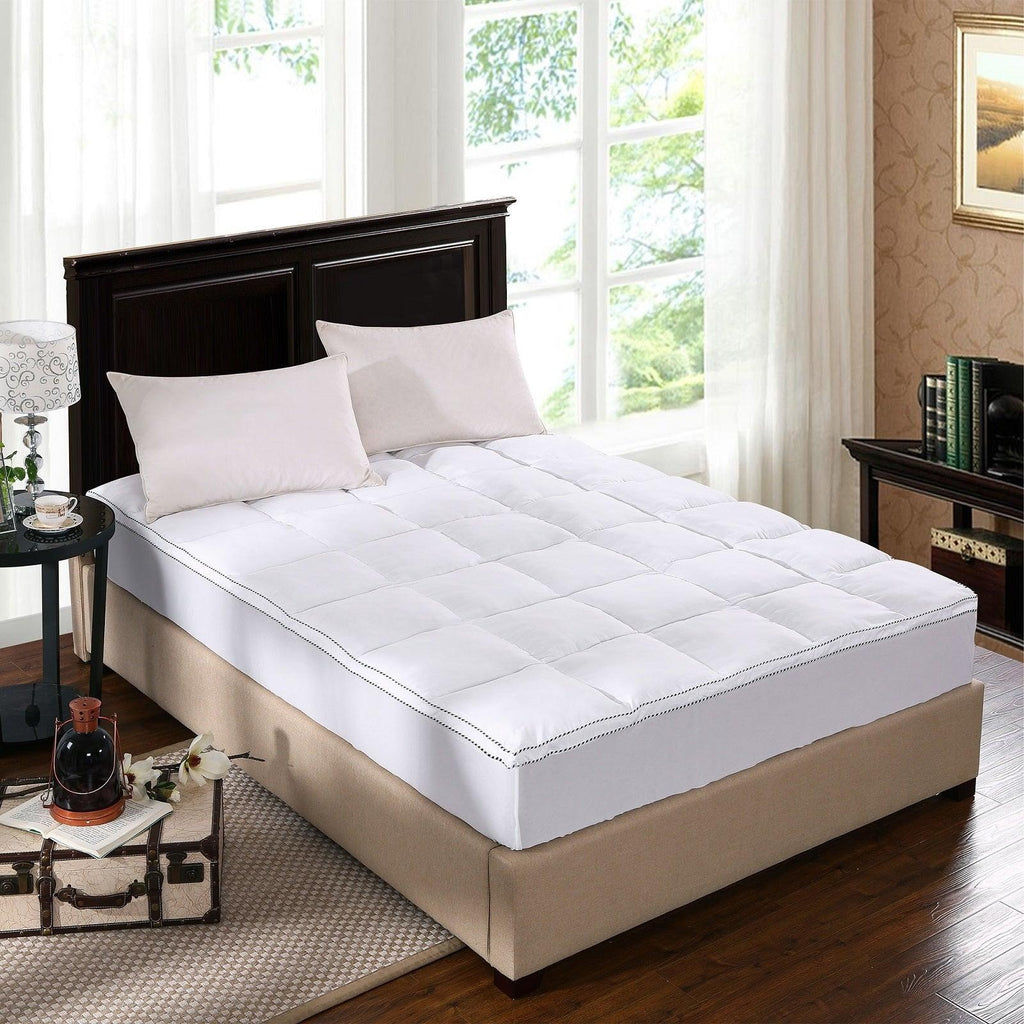 Royal Comfort 1000GSM Luxury Bamboo Fabric Gusset Mattress Pad Topper Cover Queen White Deals499