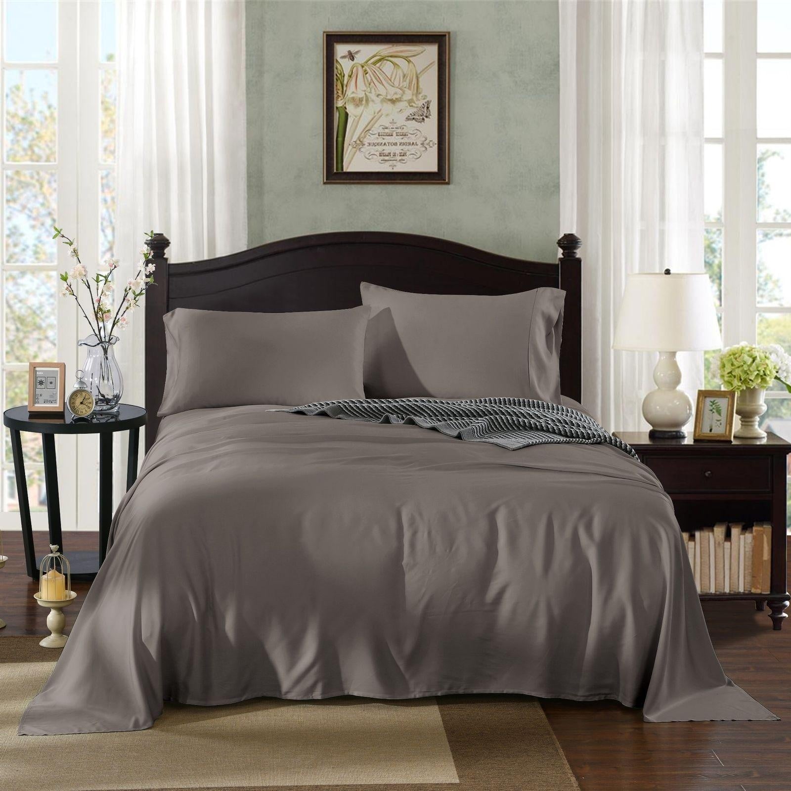 Royal Comfort 1000TC Rich Breathable Natural Bamboo Collection Sheets Set Charcoal Double Deals499