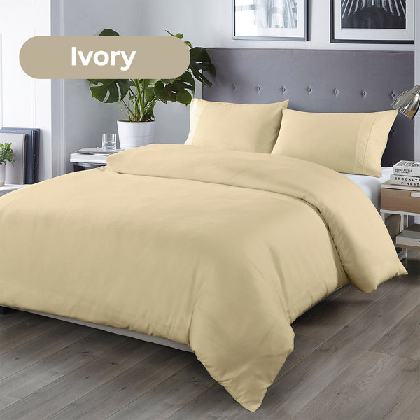 Royal Comfort Bamboo Blended Quilt Cover Set 1000TC Ultra Soft Luxury Bedding - Double - Ivory from Deals499 at Deals499