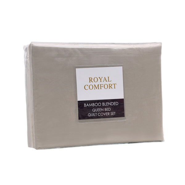 Royal Comfort Bamboo Blended Quilt Cover Set 1000TC Ultra Soft Luxury Bedding - Queen - Grey from Deals499 at Deals499