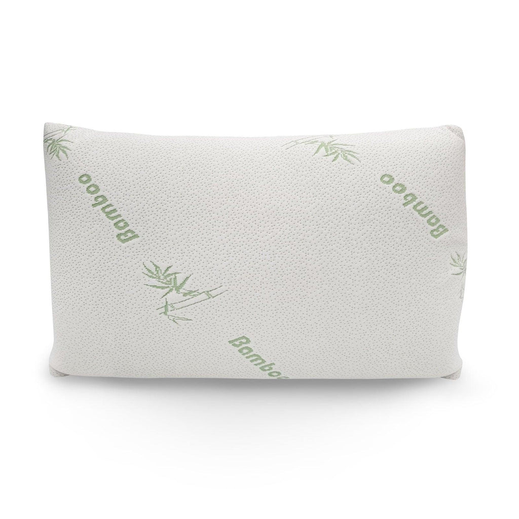 Memory Foam Pillow Bamboo Covered Ultra Soft Hypoallergenic Removable Zip Cover 56 x 36 x 10 cm White, Green Deals499