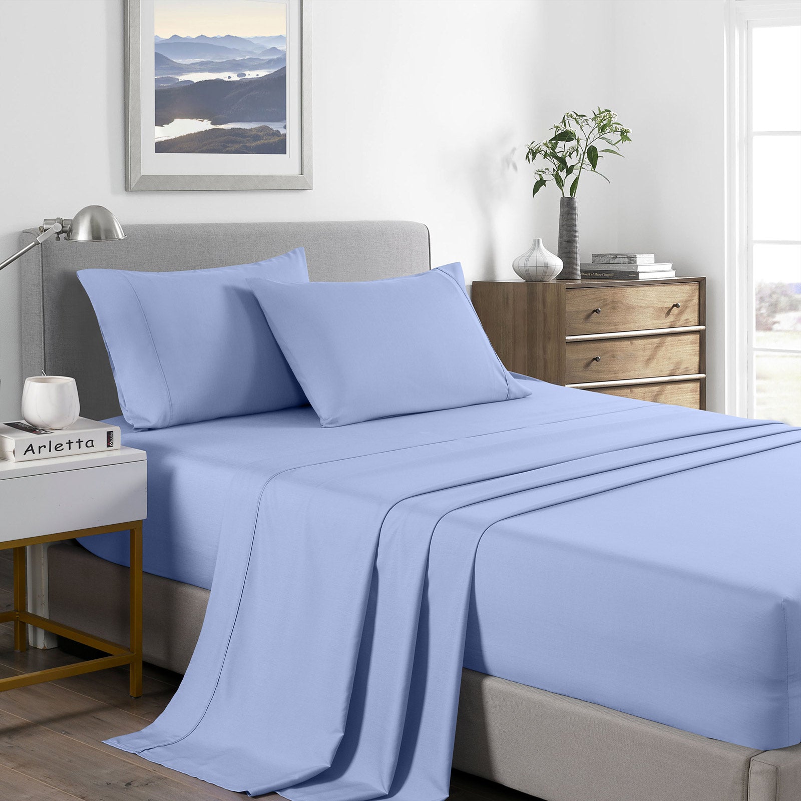 Royal Comfort 2000 Thread Count Bamboo Cooling Sheet Set Ultra Soft Bedding - King - Light Blue from Deals499 at Deals499