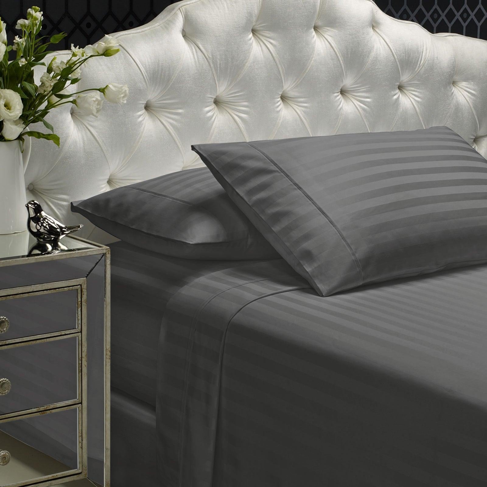 Royal Comfort 1200TC Sheet Set Damask Cotton Blend Ultra Soft Sateen Bedding Charcoal Grey Queen Deals499