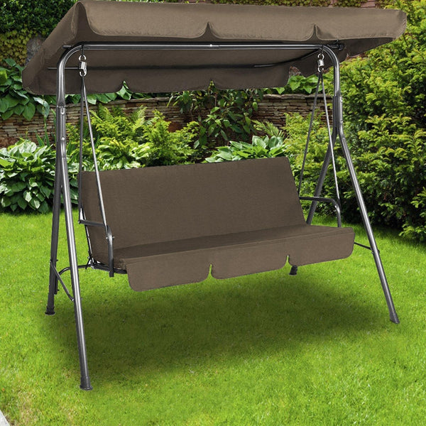 Milano Outdoor Swing Bench Seat Chair Canopy Furniture 3 Seater Garden Hammock Coffee Deals499