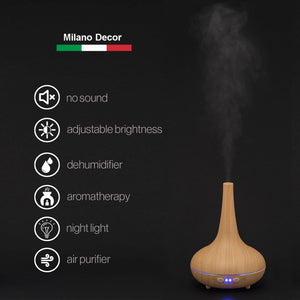 Essential Oil Diffuser Ultrasonic Humidifier Aromatherapy LED Light 200ML 3 Oils 15 x 15 x 20cm Light Wood Grain Deals499