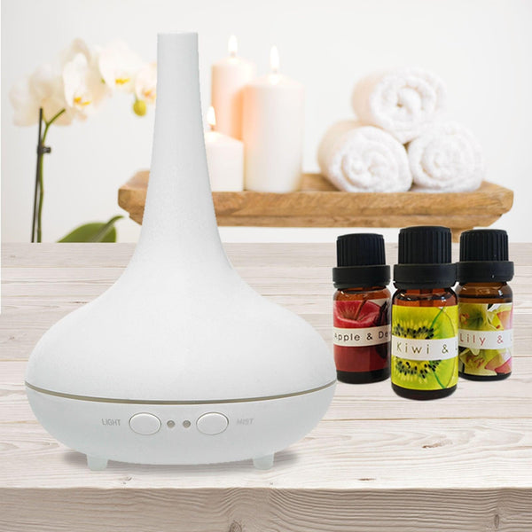 Essential Oil Diffuser Ultrasonic Humidifier Aromatherapy LED Light 200ML 3 Oils 15 x 15 x 20cm White Deals499