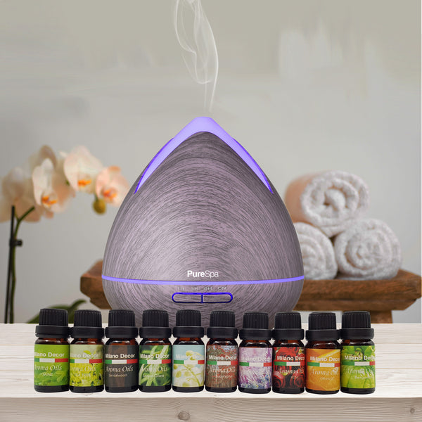 Purespa Diffuser Set With 10 Pack Diffuser Oils Humidifier Aromatherapy - Violet Deals499