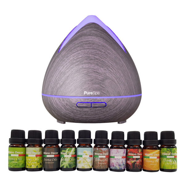 Purespa Diffuser Set With 10 Pack Diffuser Oils Humidifier Aromatherapy - Violet Deals499