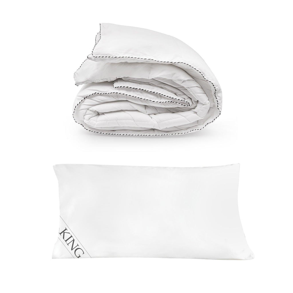 250GSM Bamboo Blend Quilt With 1100GSM King Size Hotel Pillow Bedding Set Queen Deals499