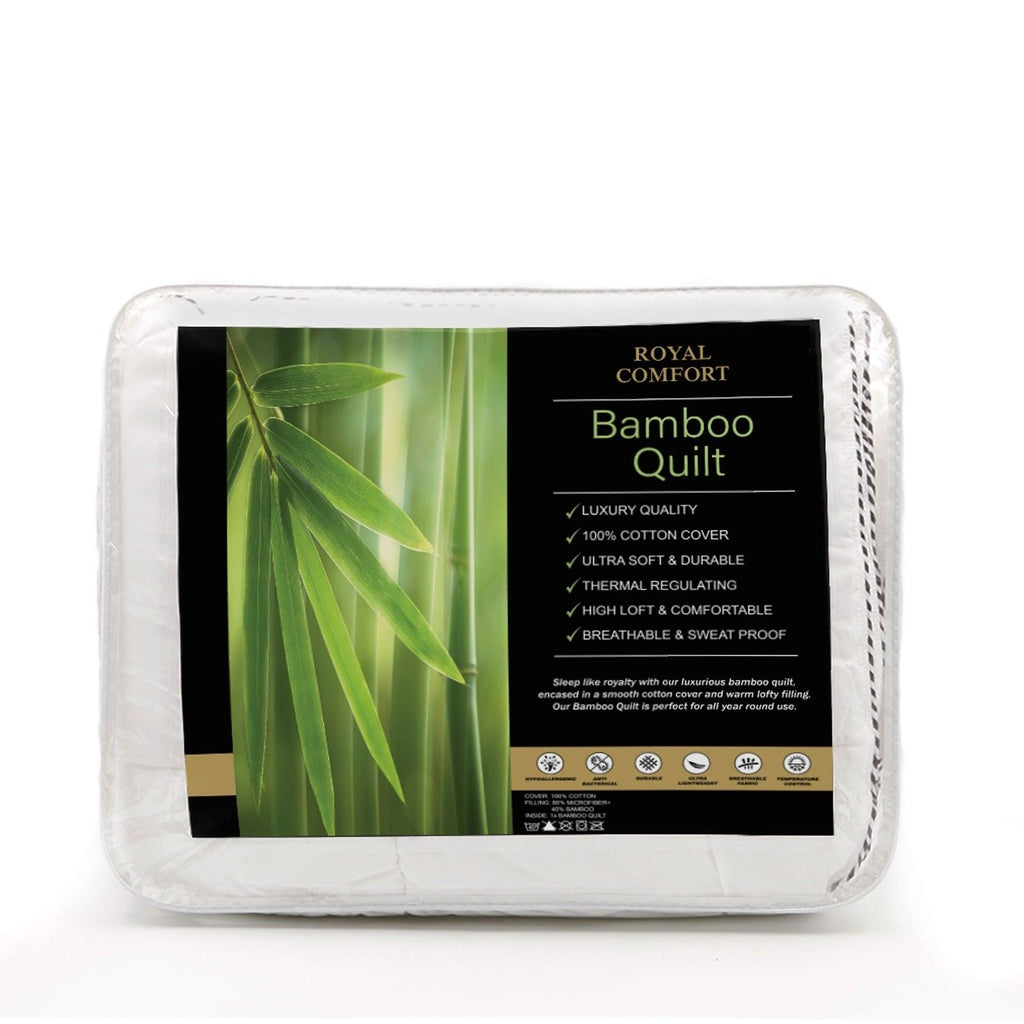 250GSM Bamboo Blend Quilt With 1100GSM King Size Hotel Pillow Bedding Set Queen Deals499