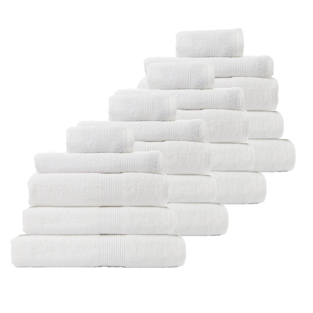 Royal Comfort 20 Piece Cotton Bamboo Towel Bundle Set 450GSM Luxurious Absorbent White Deals499