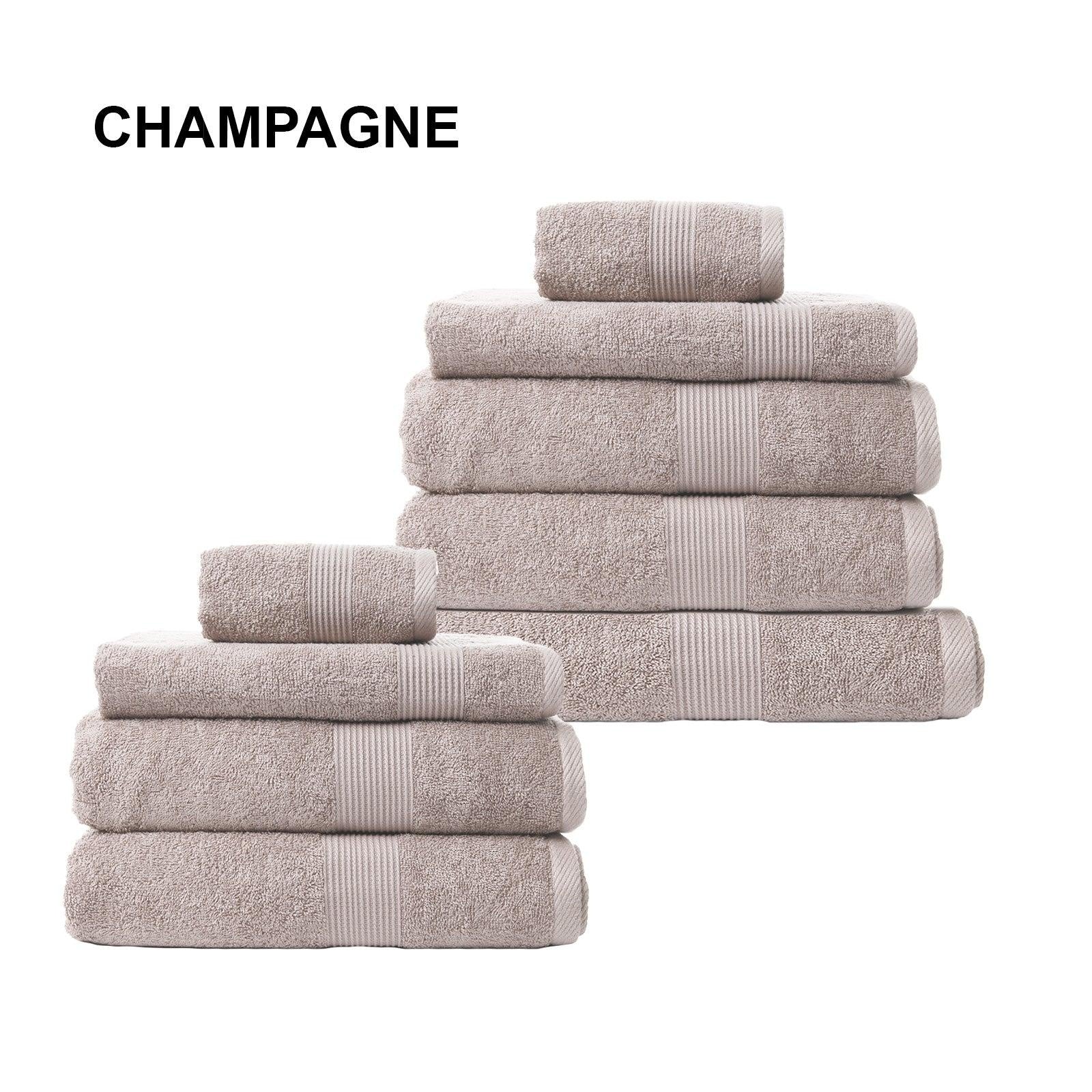 Royal Comfort 9 Piece Cotton Bamboo Towel Bundle Set 450GSM Luxurious Absorbent Champagne Deals499
