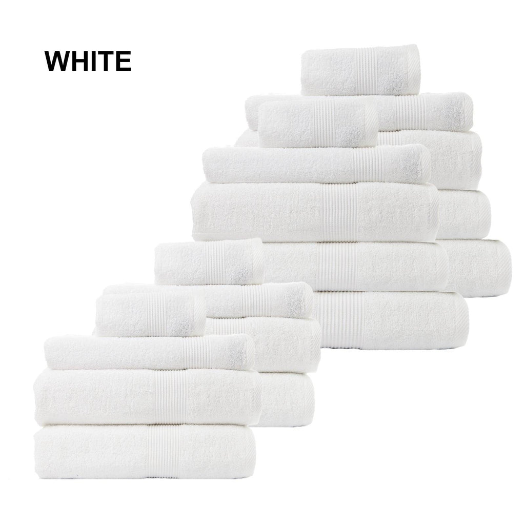 Royal Comfort 18 Piece Cotton Bamboo Towel Bundle Set 450GSM Luxurious Absorbent White Deals499