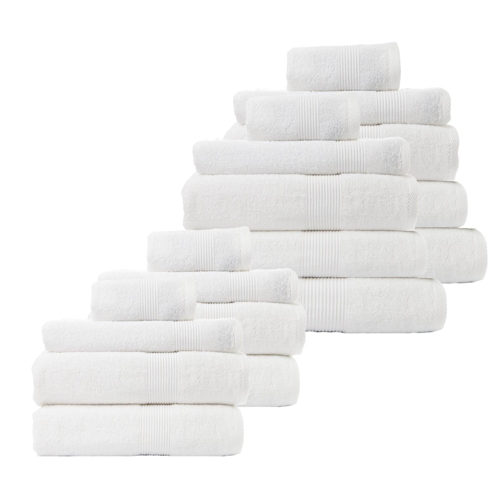 Royal Comfort 18 Piece Cotton Bamboo Towel Bundle Set 450GSM Luxurious Absorbent White Deals499