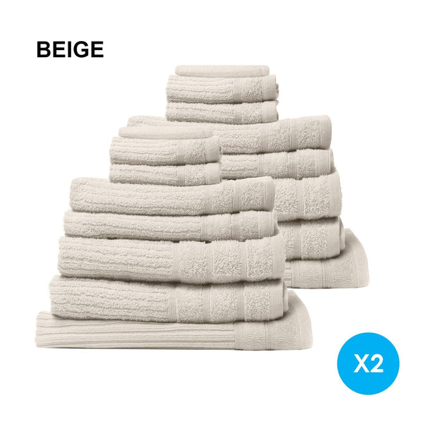Royal Comfort 16 Piece Egyptian Cotton Eden Towel Set 600GSM Luxurious Absorbent Beige Deals499