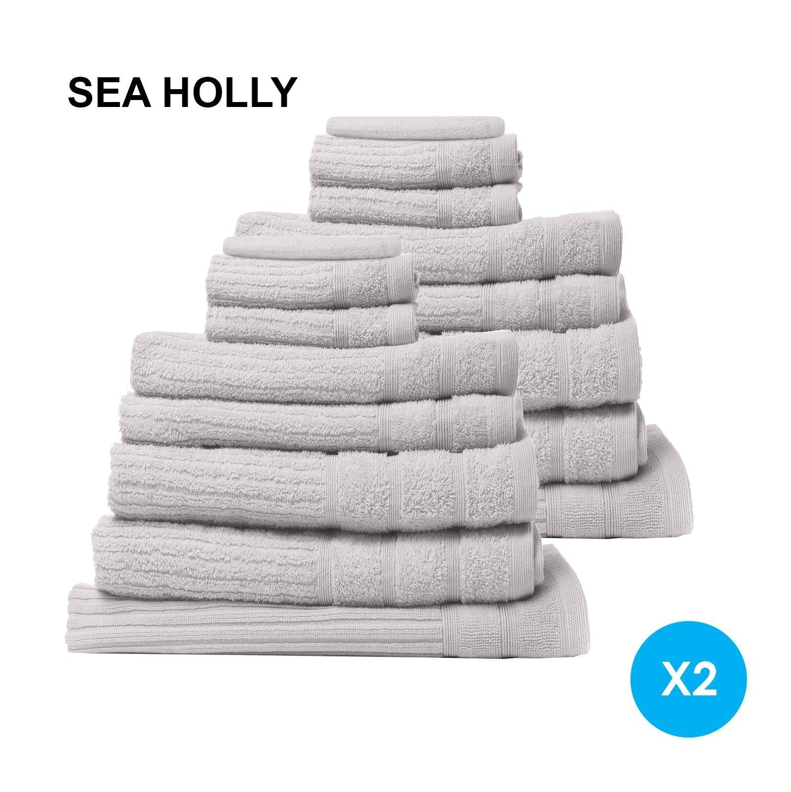 Royal Comfort 16 Piece Egyptian Cotton Eden Towel Set 600GSM Luxurious Absorbent Sea Holly Deals499