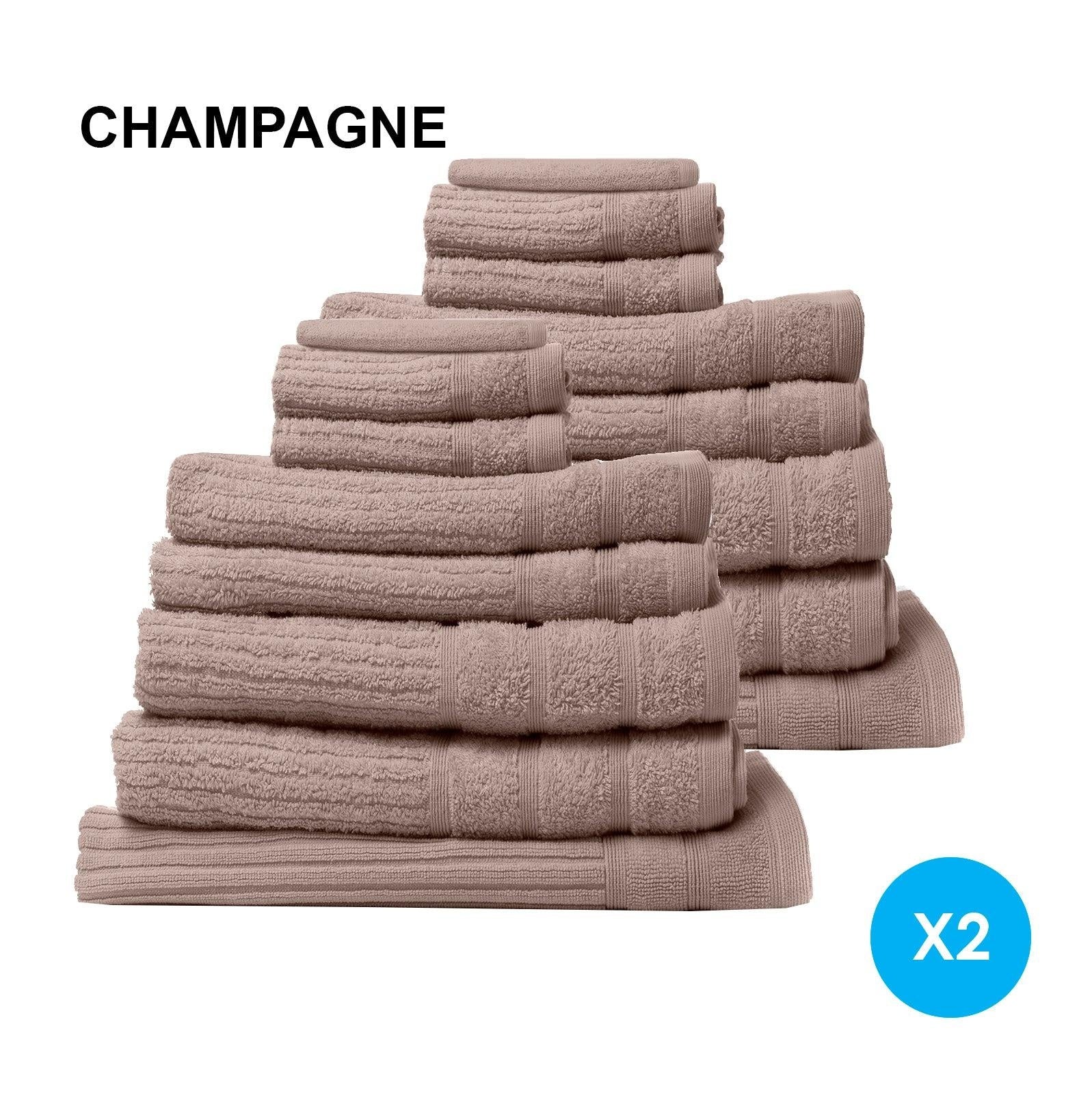 Royal Comfort 16 Piece Egyptian Cotton Eden Towel Set 600GSM Luxurious Absorbent Champagne Deals499