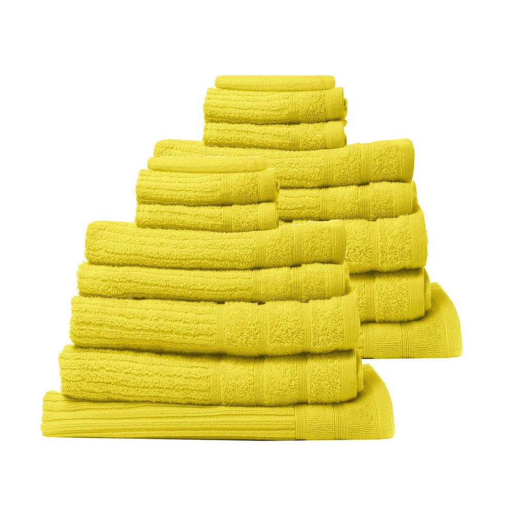 Royal Comfort 16 Piece Egyptian Cotton Eden Towel Set 600GSM Luxurious Absorbent Yellow Deals499