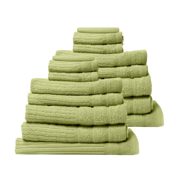 Royal Comfort 16 Piece Egyptian Cotton Eden Towel Set 600GSM Luxurious Absorbent Spearmint Deals499