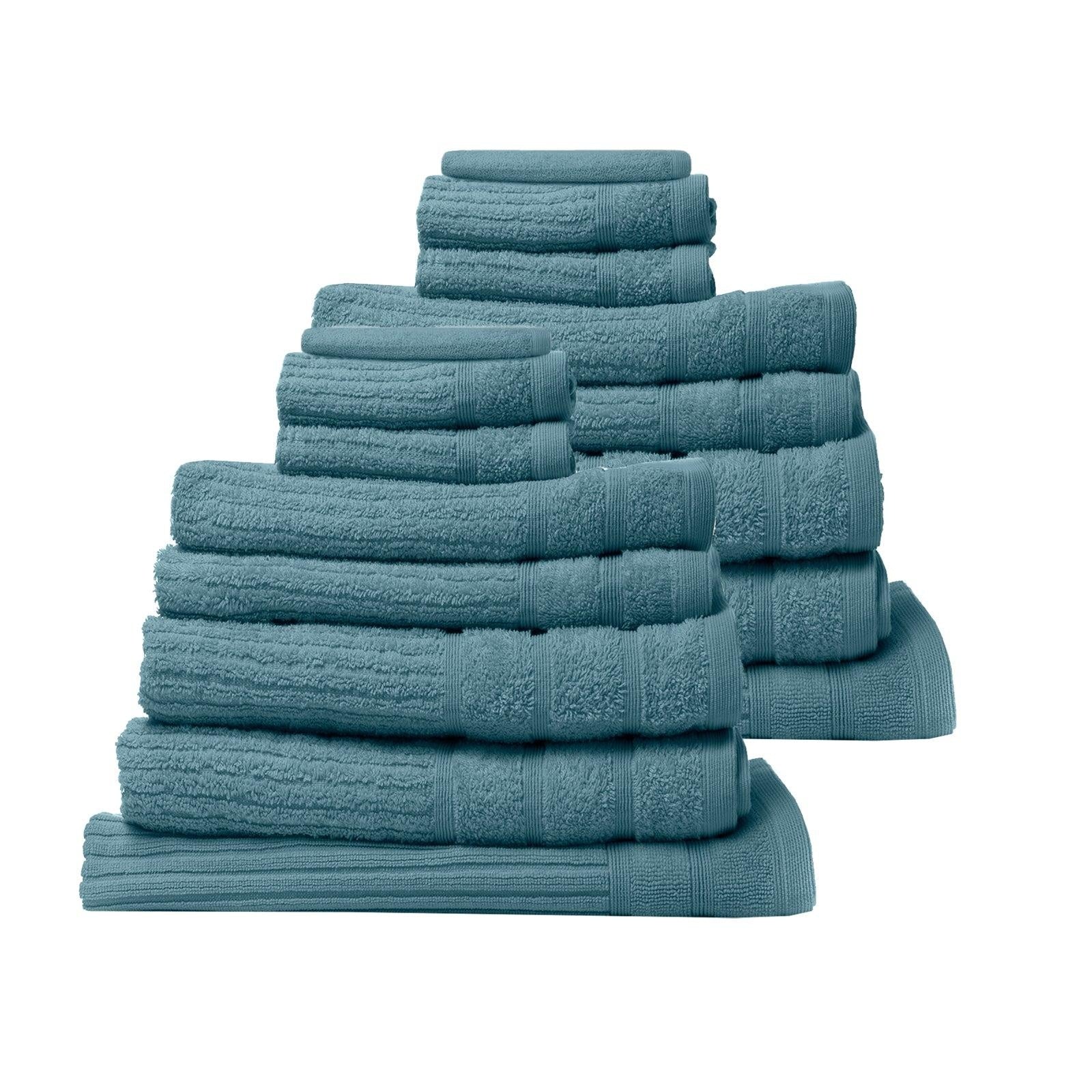 Royal Comfort 16 Piece Egyptian Cotton Eden Towel Set 600GSM Luxurious Absorbent Turquoise Deals499