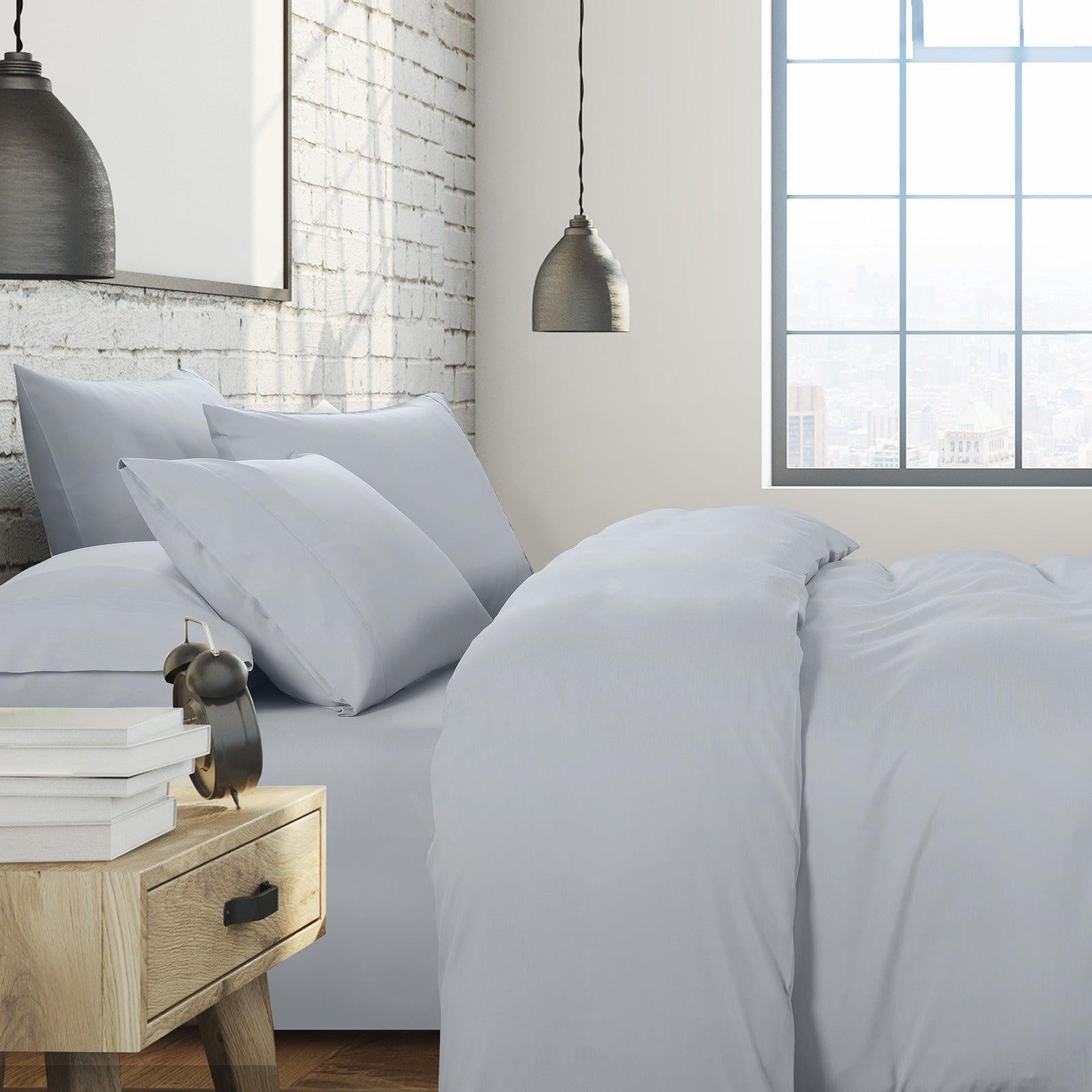 1500 Thread Count 6 Piece Combo And 2 Pack Duck Feather Down Pillows Bedding Set Indigo Queen Deals499