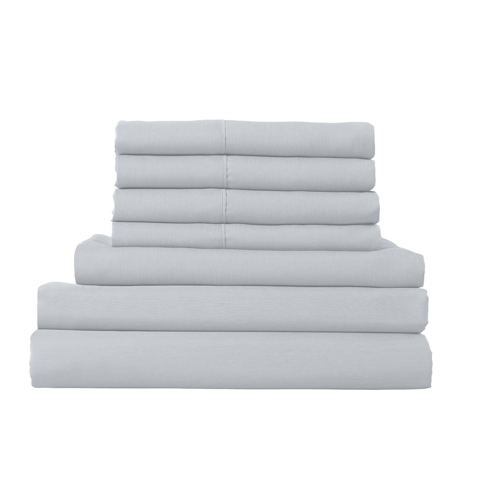 1500 Thread Count 6 Piece Combo And 2 Pack Duck Feather Down Pillows Bedding Set Indigo Queen Deals499