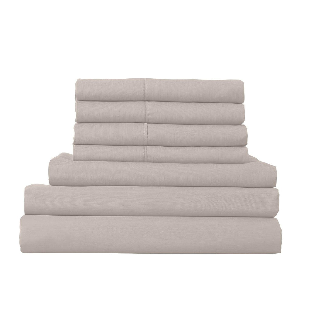 1500 Thread Count 6 Piece Combo And 2 Pack Duck Feather Down Pillows Bedding Set Stone Queen Deals499