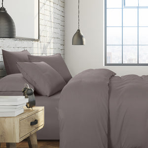 1500 Thread Count 6 Piece Combo And 2 Pack Duck Feather Down Pillows Bedding Set Dusk Grey King Deals499