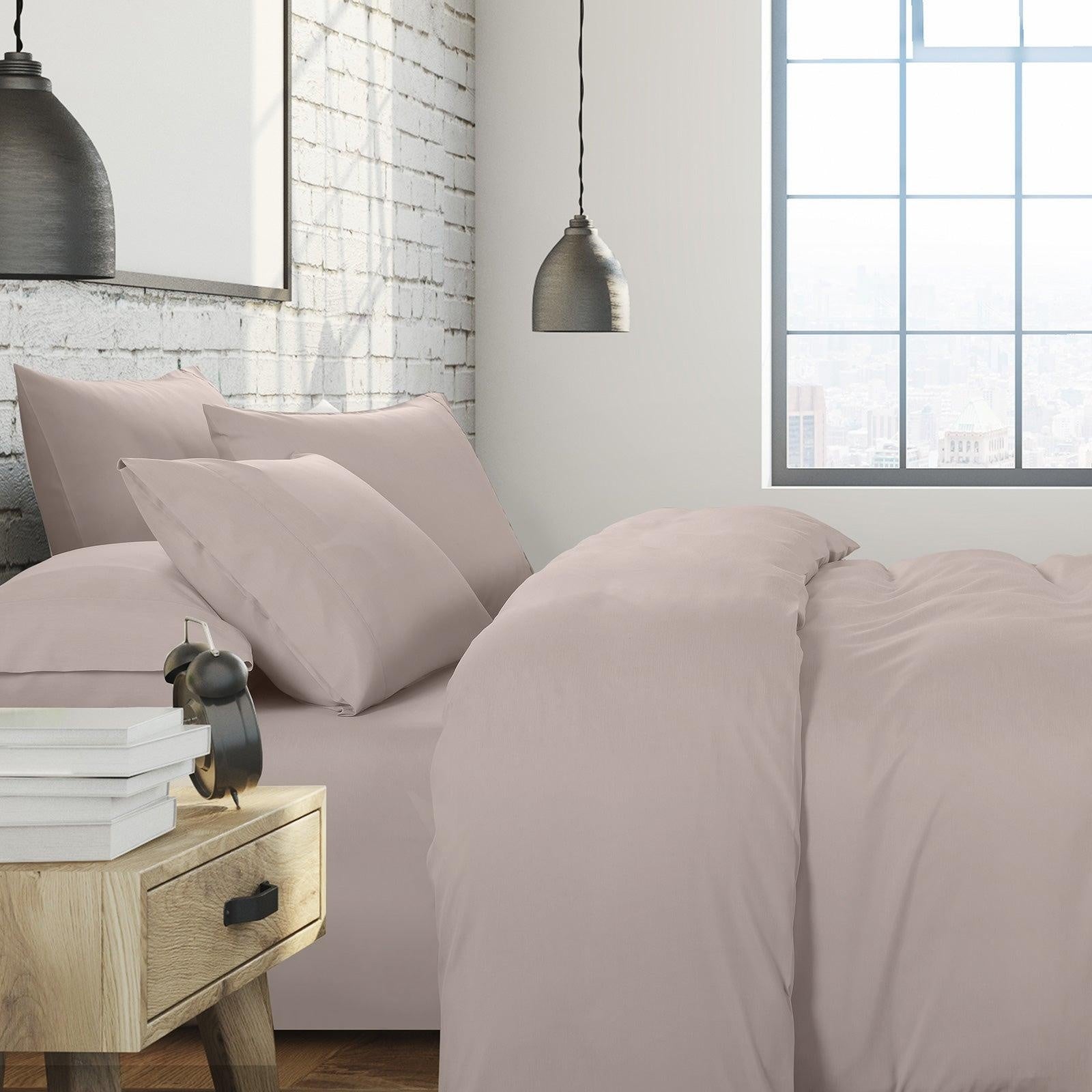 1500 Thread Count 6 Piece Combo And 2 Pack Duck Feather Down Pillows Bedding Set Stone King Deals499