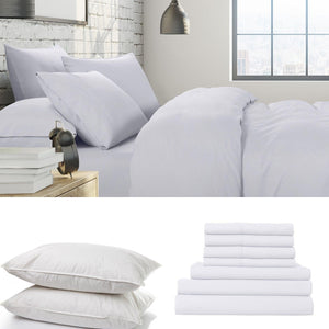 1500 Thread Count 6 Piece Combo And 2 Pack Duck Feather Down Pillows Bedding Set Stone King Deals499