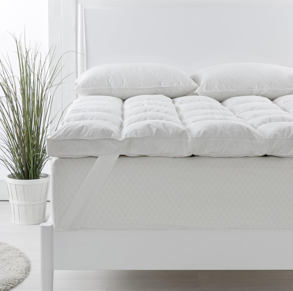 Royal Comfort 1800GSM Duck Feather Down Topper And 1000GSM 2 Pillows Set White King Single Deals499