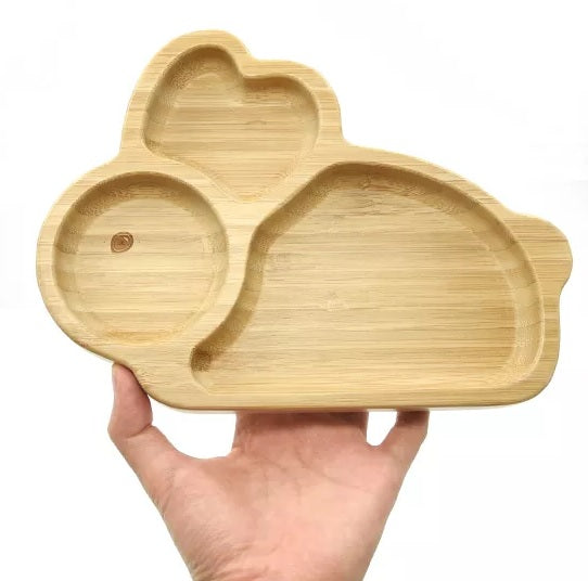 Bamboo Rabbit Kids Plate with Suction Cap Base & Spoon Deals499