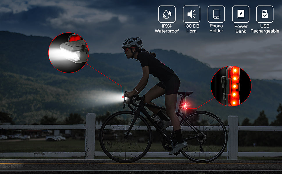 Bike LED Light 550LM Front and Back USB Rechargeable with 4000mAh Power Bank and IPX4 Waterproof Deals499