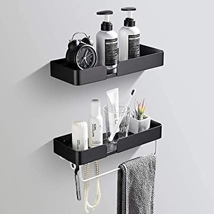 Bathroom 2-Tier Shelves Shower Caddy Wall for Kitchen Toilet Drilling Deals499