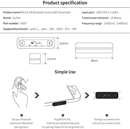 Premium Bluetooth Adapter Route air Pro Support in-Game Voice Chat compatible with Nintendo Switch, Nintendo Switch Lite, PS4 and Laptops Deals499