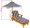Outdoor Chaise with Umbrella and Navy Stripe Cushion for kids Deals499