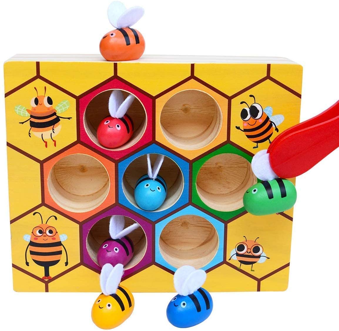 Wooden Bee Toddler Fine Motor Skill Toy - (Montessori Wooden Puzzle Early Learning Preschool Educational Kids) Deals499