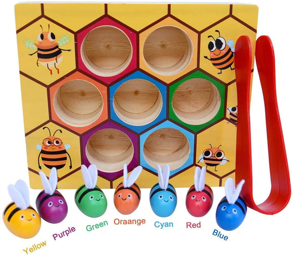 Wooden Bee Toddler Fine Motor Skill Toy - (Montessori Wooden Puzzle Early Learning Preschool Educational Kids) Deals499