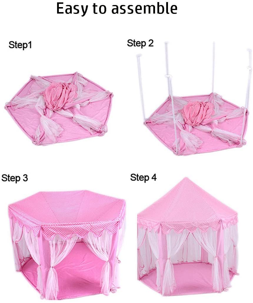 Princess Indoor Playhouse Toy Play Tent for Kids Toddlers with Mat Floor and Carry Bag (Pink) Deals499