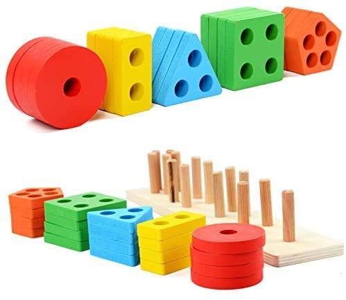 Wooden Educational Preschool Blocks Puzzle for 3 to 5 Year Old Kids Toys Deals499