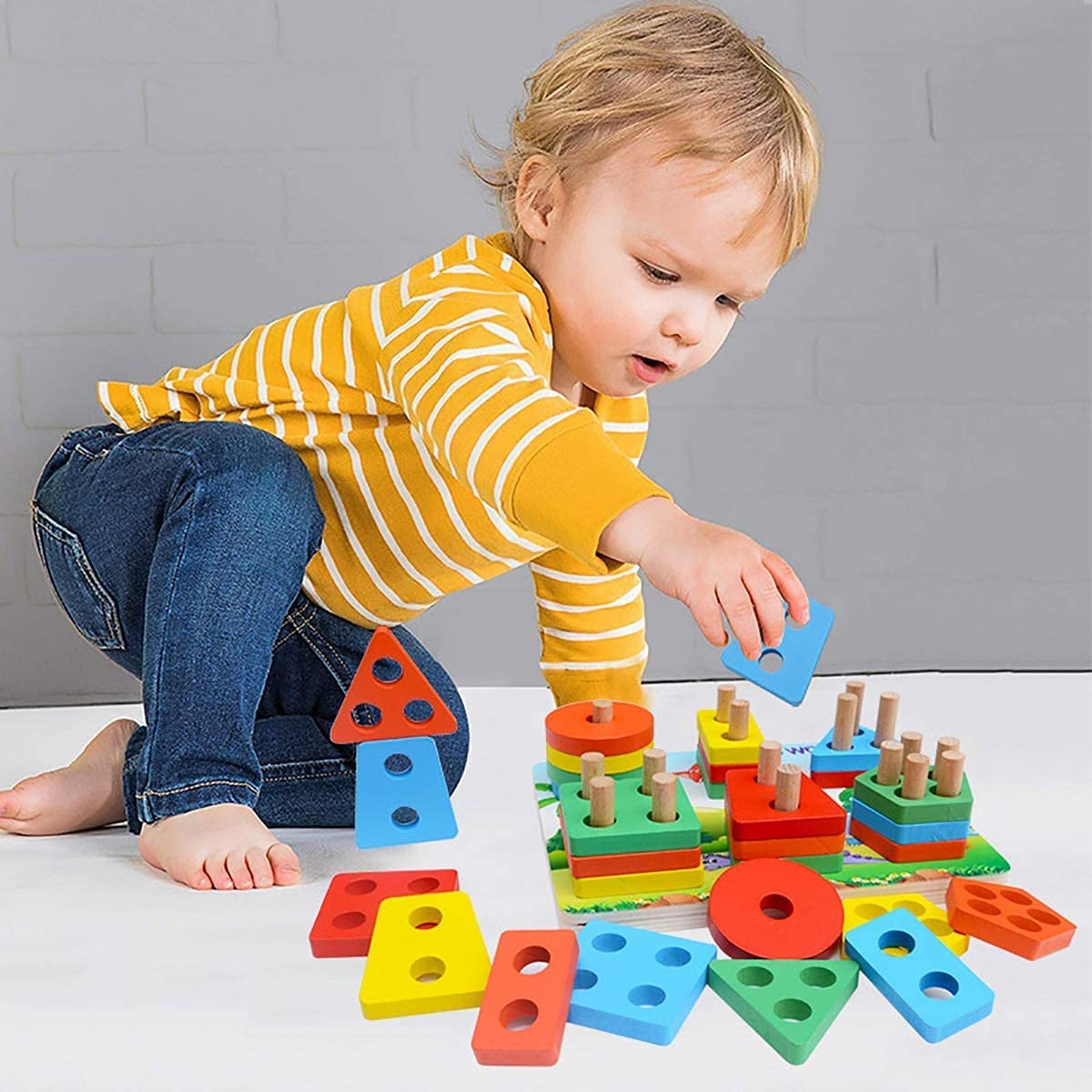 Geometric Wooden Shape sorter Educational Preschool Toddler Toys for 3 to 5 Year Old for Kids Deals499