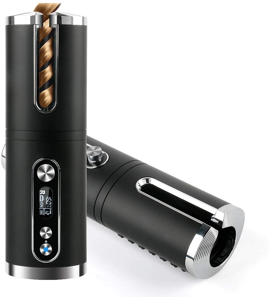 Portable Wireless Automatic Hair Curler for Travel with LED Temperature Display, Timer and USB Rechargeable (Black) Deals499